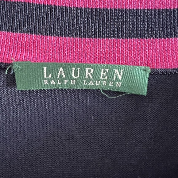 Lauren Ralph Lauren Pullover Shirt Casual‎ Navy Blue Pink Stretch Size Large - Picture 4 of 4